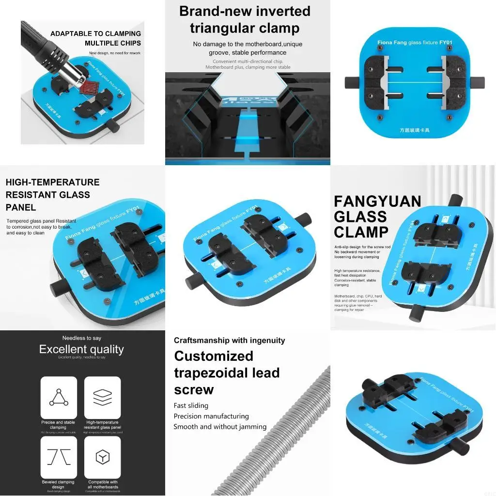 Q81C Профессиональный фиксатор стекла для условий жарения обеспечивает широкую защиту компонентов во время ремонта микросхем
Q81C Профессиональный фиксатор стекла для условий жарения обеспечивает широкую защиту компонентов во время ремонта микросхем