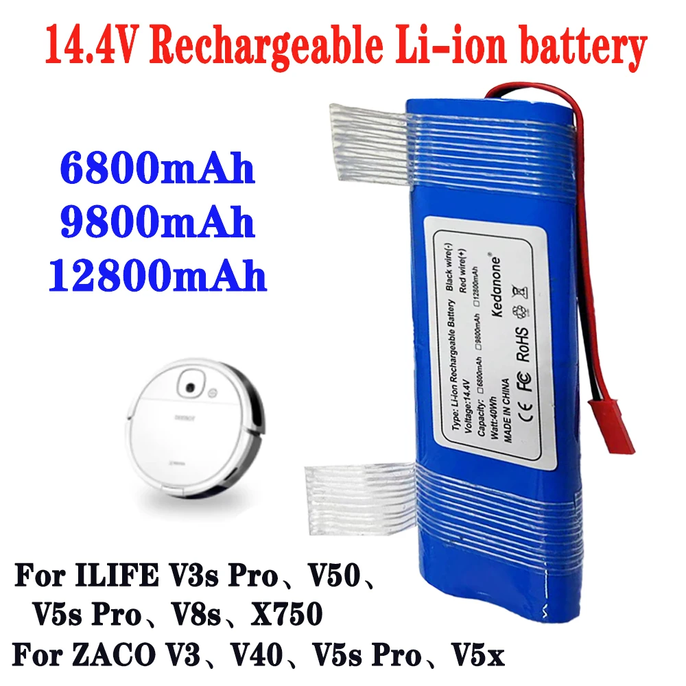14.4V 6.8Ah/9.8Ah Good Quality Battery For ilife V5 V5s V50 V8s V3s Pro X750 Robot Vacuum Cleaner 14.8V Rechargeable battery
14.4V 6.8Ah/9.8Ah Good Quality Battery For ilife V5 V5s V50 V8s V3s Pro X750 Robot Vacuum Cleaner 14.8V Rechargeable battery