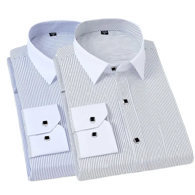 High Quality Striped Men's Long Sleeve Cotton Dress Shirts Korean Style Business Casual Shirt Blue Slim Fit Men's Social Shirt
High Quality Striped Men's Long Sleeve Cotton Dress Shirts Korean Style Business Casual Shirt Blue Slim Fit Men's Social Shirt