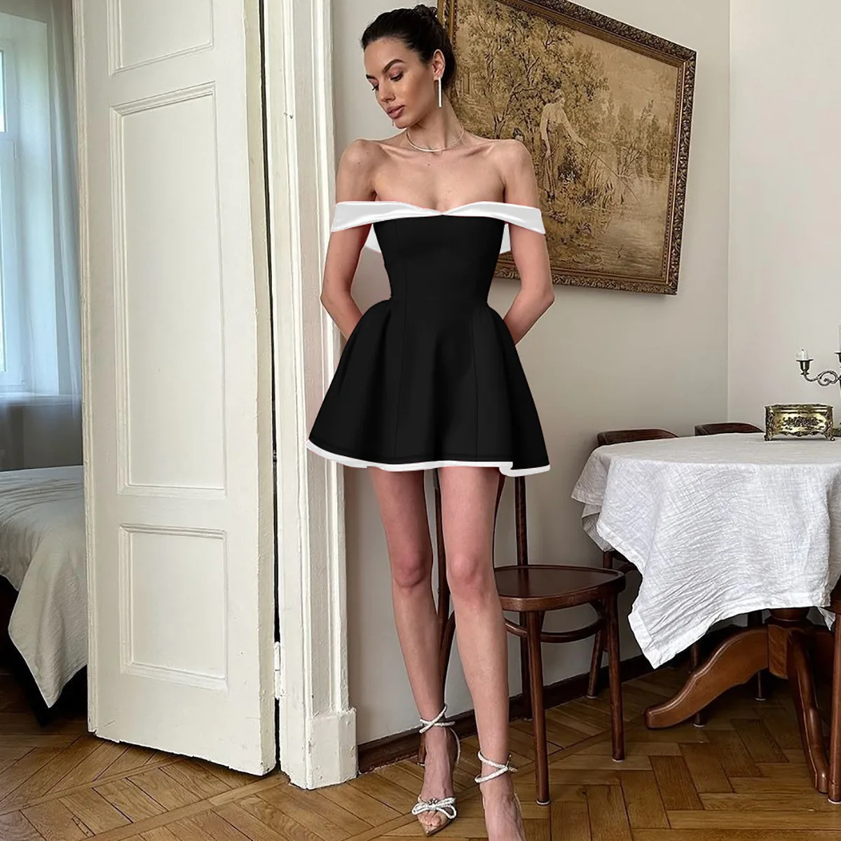 Womens Dresses Product Fashionable And Sexy Strapless One Neck Slim Fit Dress Short Dress Pleated Skirt Evening Dresses
Womens Dresses Product Fashionable And Sexy Strapless One Neck Slim Fit Dress Short Dress Pleated Skirt Evening Dresses