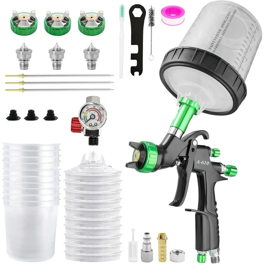 A610 LVLP Automotive Paint Spray Gun Kits with 650ml Mixing Cup and 10 Disposable Cups 1.3mm 1.5mm 1.7mm Nozzles HighPerformanc
A610 LVLP Automotive Paint Spray Gun Kits with 650ml Mixing Cup and 10 Disposable Cups 1.3mm 1.5mm 1.7mm Nozzles HighPerformanc