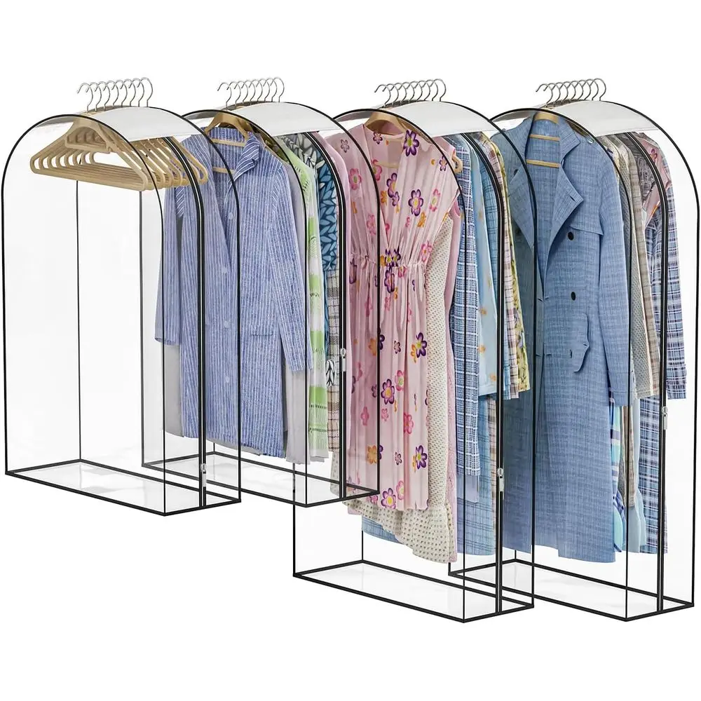 Enhanced Clear Garment Bags, 4 Pack, 40-50 Inch, 10 Gusseted Hanging Storage for Clothes, Coats, Dresses
Enhanced Clear Garment Bags, 4 Pack, 40-50 Inch, 10 Gusseted Hanging Storage for Clothes, Coats, Dresses