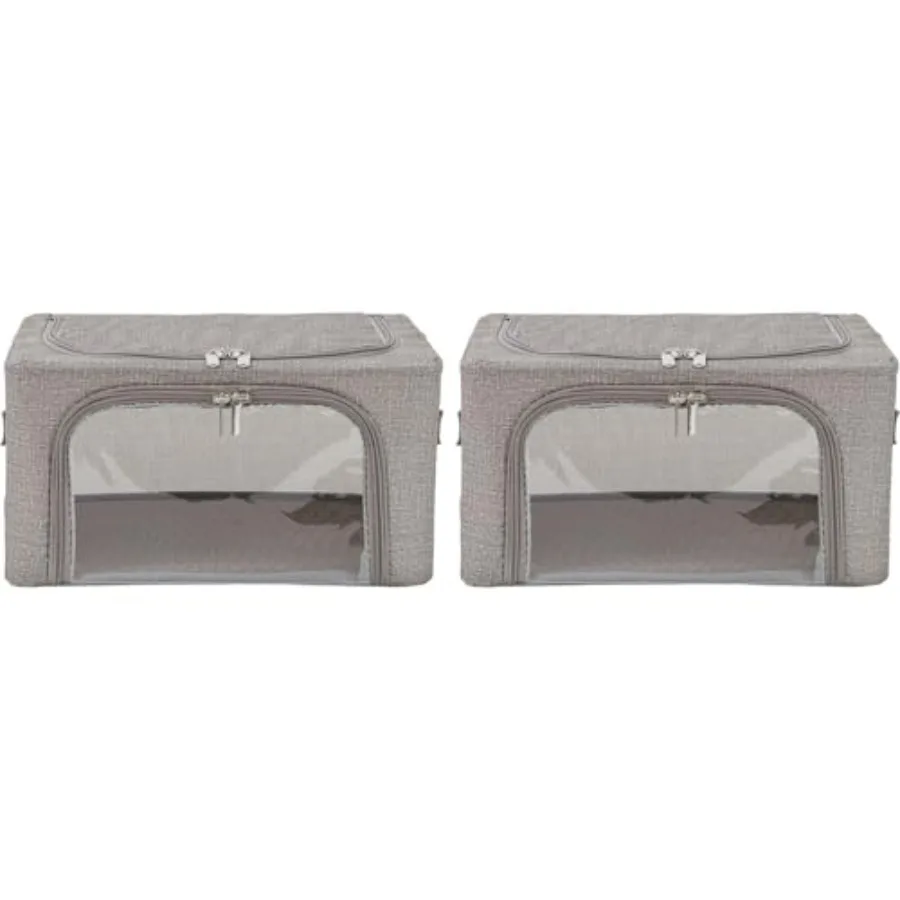 Beau' Foldable Stackable Fabric Home Storage Boxes with Steel Frames Set of 2 Compact
Beau' Foldable Stackable Fabric Home Storage Boxes with Steel Frames Set of 2 Compact