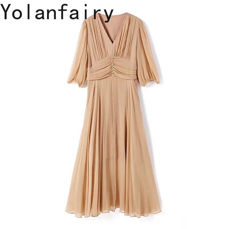 YOLANFAIRY 100% Real Silk Dress Summer 2025 Elegant Solid Color Waist Slimming Mulberry Silk Woman Summer Dresses Long Dress
YOLANFAIRY 100% Real Silk Dress Summer 2025 Elegant Solid Color Waist Slimming Mulberry Silk Woman Summer Dresses Long Dress