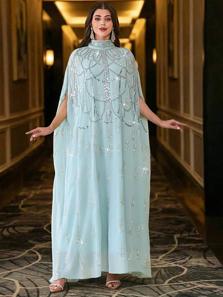 TOLEEN Luxury Elegant Women's Beaded Batwing Sleeve Long Stand Collar Abayas Dresses, Woven Fabric With Embroidery Design Spring
TOLEEN Luxury Elegant Women's Beaded Batwing Sleeve Long Stand Collar Abayas Dresses, Woven Fabric With Embroidery Design Spring