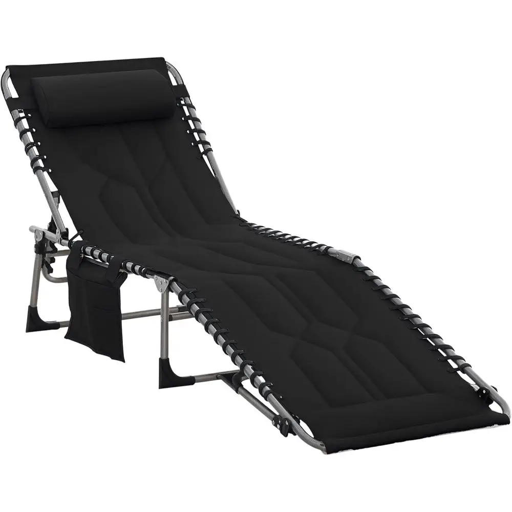 Outdoor 6-Position Reclining Chaise Lounge Chair for Tanning, Relaxing at Beach, Patio, or Pool - Black
Outdoor 6-Position Reclining Chaise Lounge Chair for Tanning, Relaxing at Beach, Patio, or Pool - Black