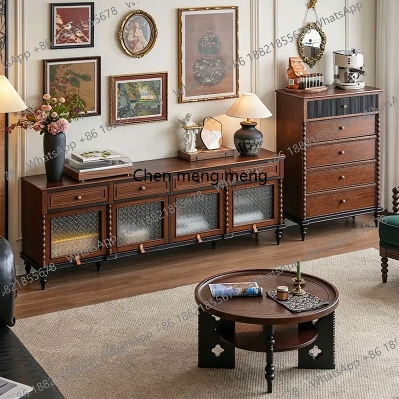 Living room TV cabinet Solid wood French high retro TV cabinet Storage locker
Living room TV cabinet Solid wood French high retro TV cabinet Storage locker
