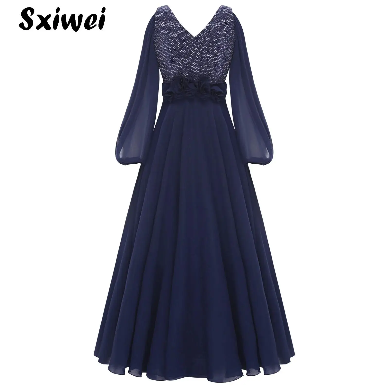Teen Girls Elegant Chiffon Princess Dress Solid Color V-neck Flower Embellished Long Dress for Flower Girl Wedding Party Pageant
Teen Girls Elegant Chiffon Princess Dress Solid Color V-neck Flower Embellished Long Dress for Flower Girl Wedding Party Pageant