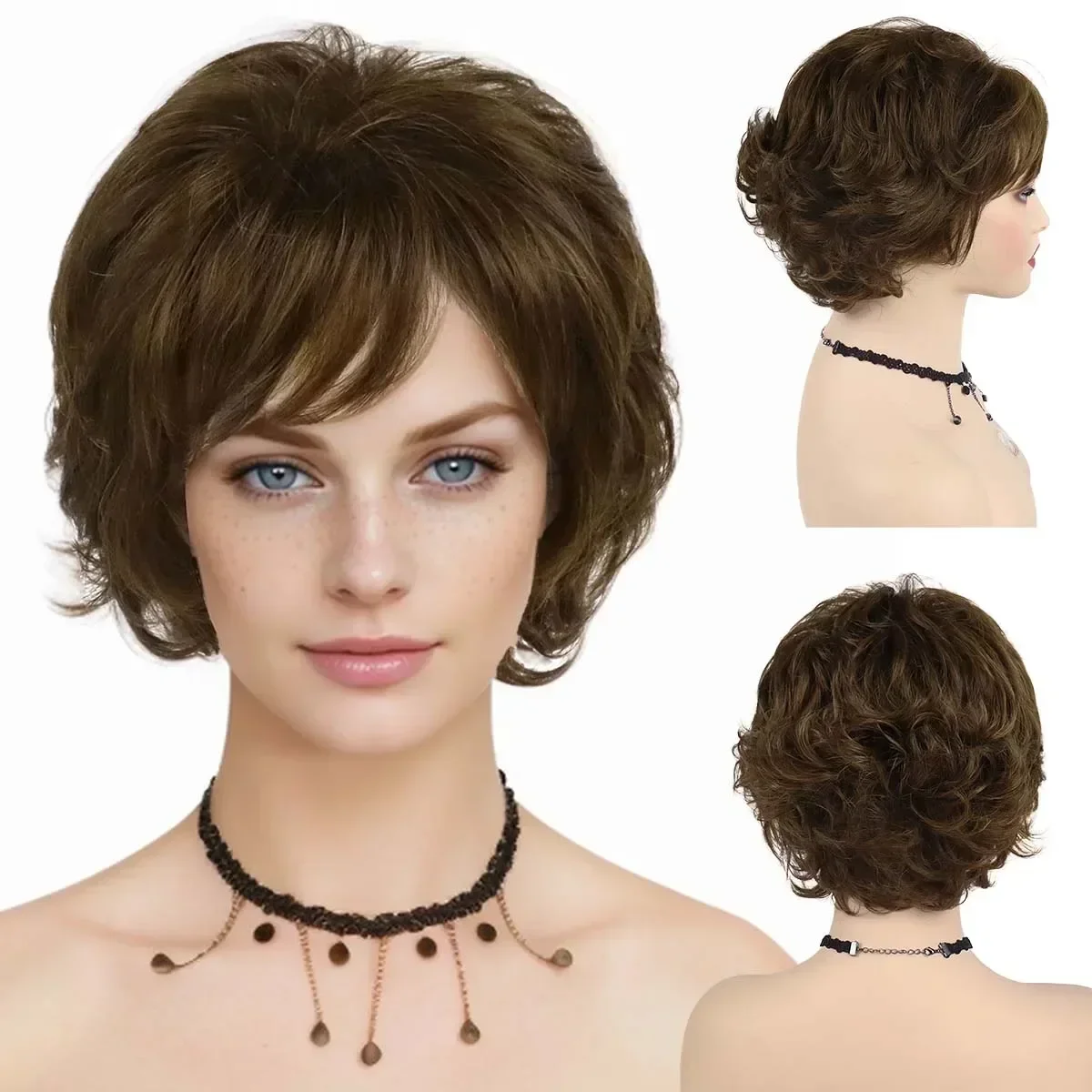 Synthetic Hair Brown Wig with Bangs Short Haircuts Mommy Wigs for Women Natural Hairstyles Old Lady Costume Wigs Curly Casual
Synthetic Hair Brown Wig with Bangs Short Haircuts Mommy Wigs for Women Natural Hairstyles Old Lady Costume Wigs Curly Casual