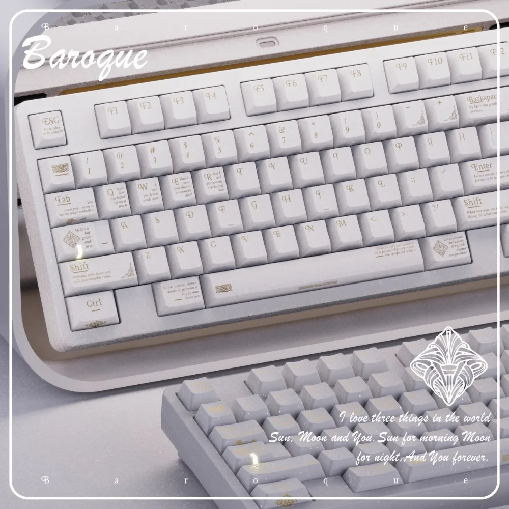 Baroque Theme Keycap Set 152key PBT+25PC Custom White Gold Keyboard Cap Cherry Profile Gaming Key Cap for Mechanical Keyboard
Baroque Theme Keycap Set 152key PBT+25PC Custom White Gold Keyboard Cap Cherry Profile Gaming Key Cap for Mechanical Keyboard