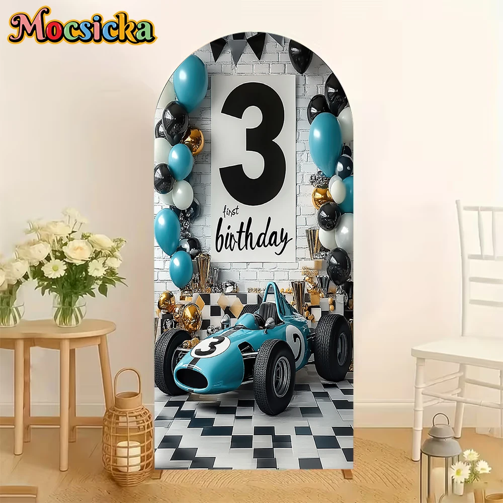 Mocsicka Happy 3st Birthday Arch Backdrop Covers Double-Sided Baby Shower Party Arched Background Racing Car Decors Studio Props
Mocsicka Happy 3st Birthday Arch Backdrop Covers Double-Sided Baby Shower Party Arched Background Racing Car Decors Studio Props