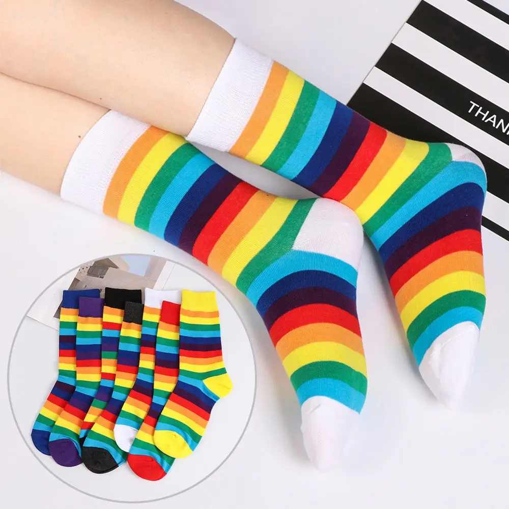 Street Skate Casual Sports Elasticity Sweat Long Sock Cotton Socks Rainbow Striped Retro Harajuku
Street Skate Casual Sports Elasticity Sweat Long Sock Cotton Socks Rainbow Striped Retro Harajuku