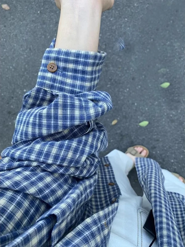 Vintage Blue Plaid Fce Lined Long Sve Men's irt Spring American Retro Inner Wear Layering Thin Outerwear
Vintage Blue Plaid Fce Lined Long Sve Men's irt Spring American Retro Inner Wear Layering Thin Outerwear