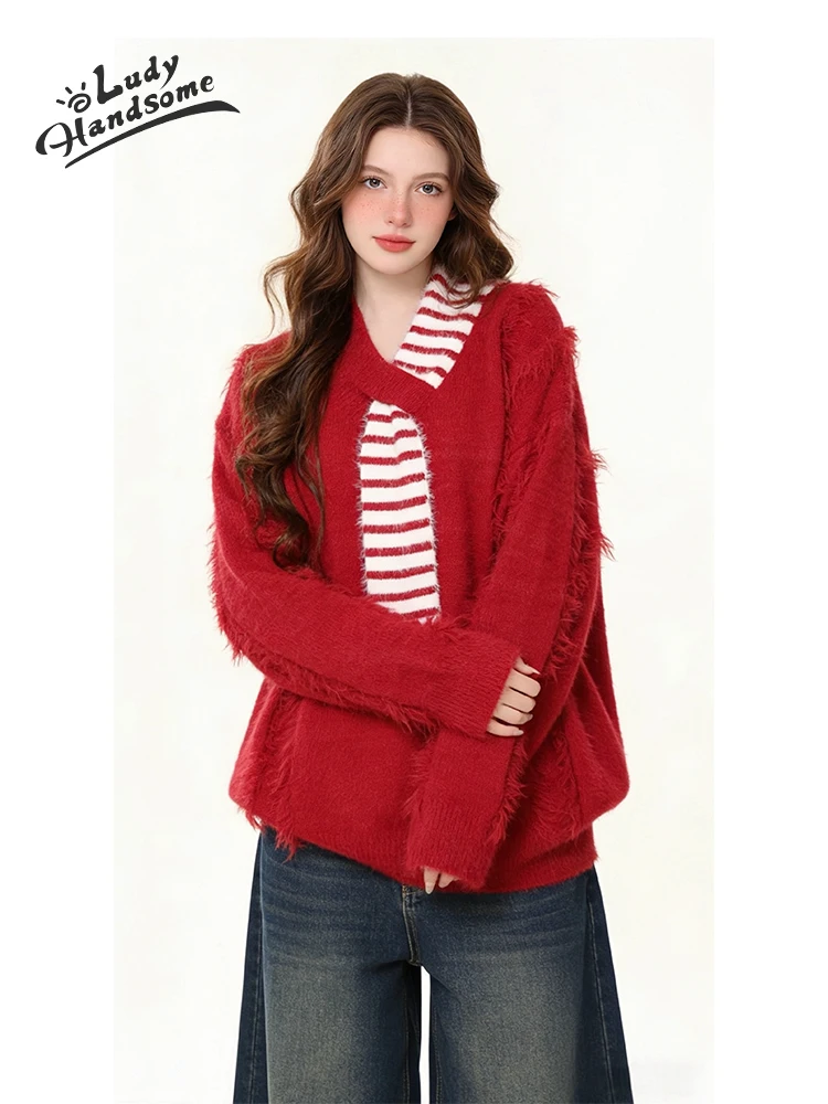 Loose V-Ne Knitted Sweater Women's Cisas New Year Casual Sle Couple's Comfortable Knitwear Autumn Winter Sea
Loose V-Ne Knitted Sweater Women's Cisas New Year Casual Sle Couple's Comfortable Knitwear Autumn Winter Sea