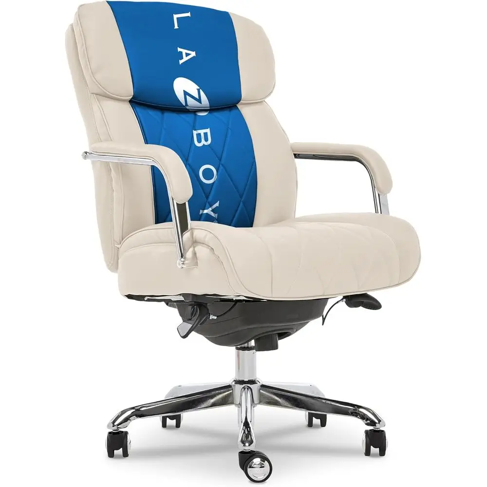 Quilted Leather High Back Ergonomic Office Chair with Padded Arms and Lumbar Support, Ivory White
Quilted Leather High Back Ergonomic Office Chair with Padded Arms and Lumbar Support, Ivory White