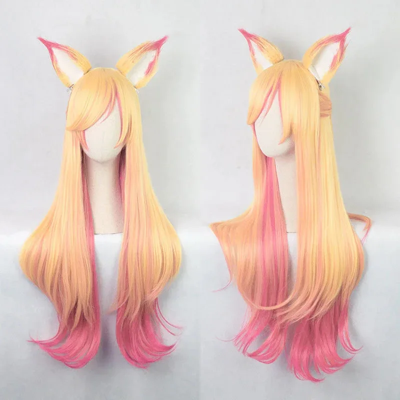 LOL Ahri Gumiho Star Guardian Золотой Розовый Смешанный Цвет Ombre Волнистая Волна Длинные Термостойкие Волосы Косплей Костюм Парики + Кепка Для Парика
LOL Ahri Gumiho Star Guardian Золотой Розовый Смешанный Цвет Ombre Волнистая Волна Длинные Термостойкие Волосы Косплей Костюм Парики + Кепка Для Парика