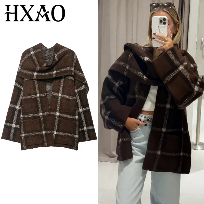HXAO Plaid Scarf Cardigan For Women Autumn 2025 Women's Sweater Fashion Long Sleeve Knitwears Elegant Oversized Knit Outerwears
HXAO Plaid Scarf Cardigan For Women Autumn 2025 Women's Sweater Fashion Long Sleeve Knitwears Elegant Oversized Knit Outerwears