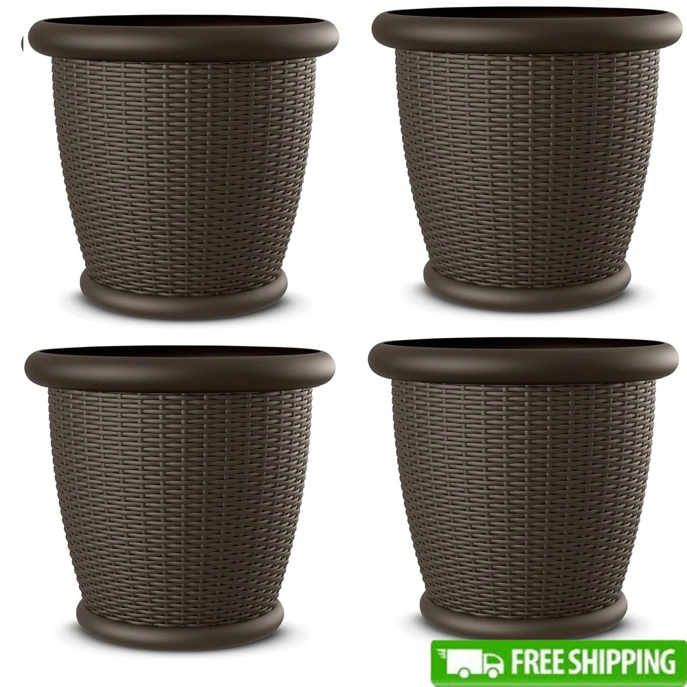 22 Inch Wicker Planter Set of 2 Weather Resistant Durable Plastic Planters with Drainage Hole Indoor Outdoor Usage Small Plants
22 Inch Wicker Planter Set of 2 Weather Resistant Durable Plastic Planters with Drainage Hole Indoor Outdoor Usage Small Plants