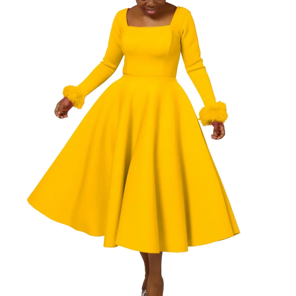 Dashiki African Clothing Elegant African Party Dresses for Women Autumn Africa Long Sleeve Square Collar Solid Color Midi Dress
Dashiki African Clothing Elegant African Party Dresses for Women Autumn Africa Long Sleeve Square Collar Solid Color Midi Dress