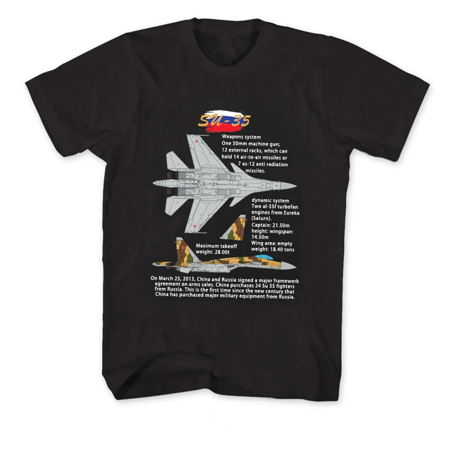 Russian Air Force Su 35 Super Flanker Fighter T-Shirt 100% Cotton O-Neck Short Sleeve Summer Casual Mens T-shirt Streetwear
Russian Air Force Su 35 Super Flanker Fighter T-Shirt 100% Cotton O-Neck Short Sleeve Summer Casual Mens T-shirt Streetwear