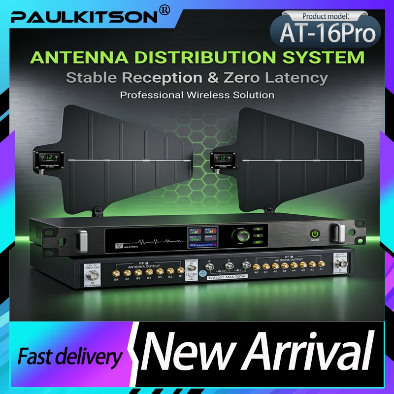 Paulkitson AT-16Pro Antenna Distribution System 16CH Stable Reception Zero Latency Stage Live Wireless Mic Kit 470-960MHz Prof
Paulkitson AT-16Pro Antenna Distribution System 16CH Stable Reception Zero Latency Stage Live Wireless Mic Kit 470-960MHz Prof