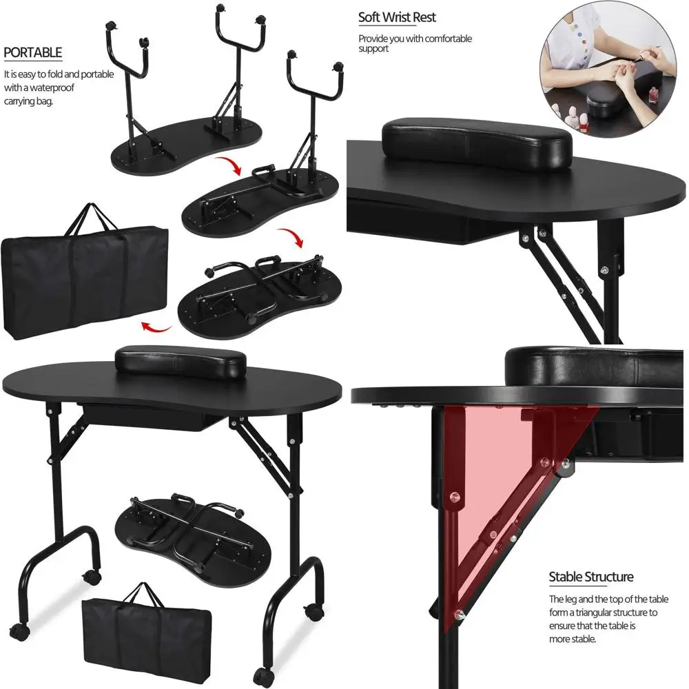 Складная маникюрная станция 37 с регулируемой подставкой для запястья, колесами и чехлом для переноски - черная
Складная маникюрная станция 37 с регулируемой подставкой для запястья, колесами и чехлом для переноски - черная