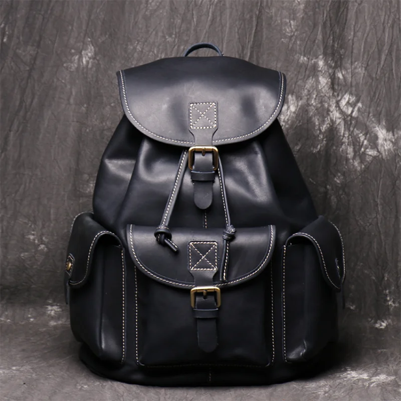 Men's Leather Backpack Women's Crazy Horse Leather Drawstring Personalized Travel Backpack Large Capacity Computer Backpack
Men's Leather Backpack Women's Crazy Horse Leather Drawstring Personalized Travel Backpack Large Capacity Computer Backpack
