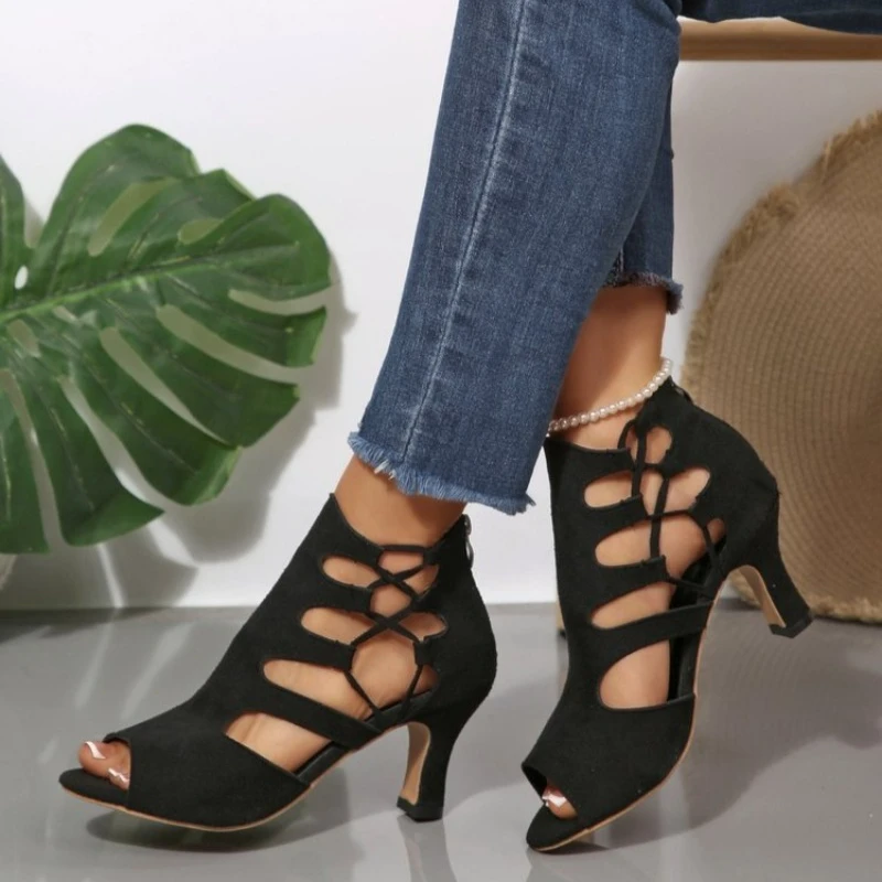 Women's Summer Round Open Toe Comfortable Hollow Out Breathable Back Zipper High Heel Sandals Women Fashion Sandals
Women's Summer Round Open Toe Comfortable Hollow Out Breathable Back Zipper High Heel Sandals Women Fashion Sandals