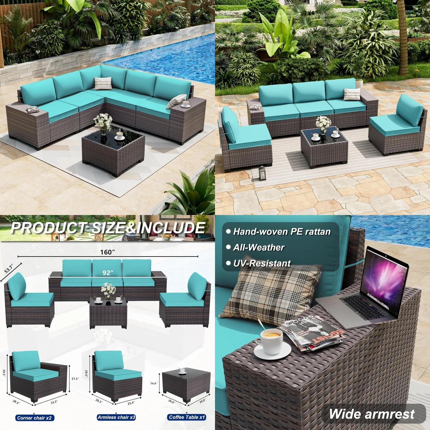 Oversized High Back Cushioned Wicker Sectional Patio Furniture Set 6 Pieces for Backyard Garden, Customized
Oversized High Back Cushioned Wicker Sectional Patio Furniture Set 6 Pieces for Backyard Garden, Customized