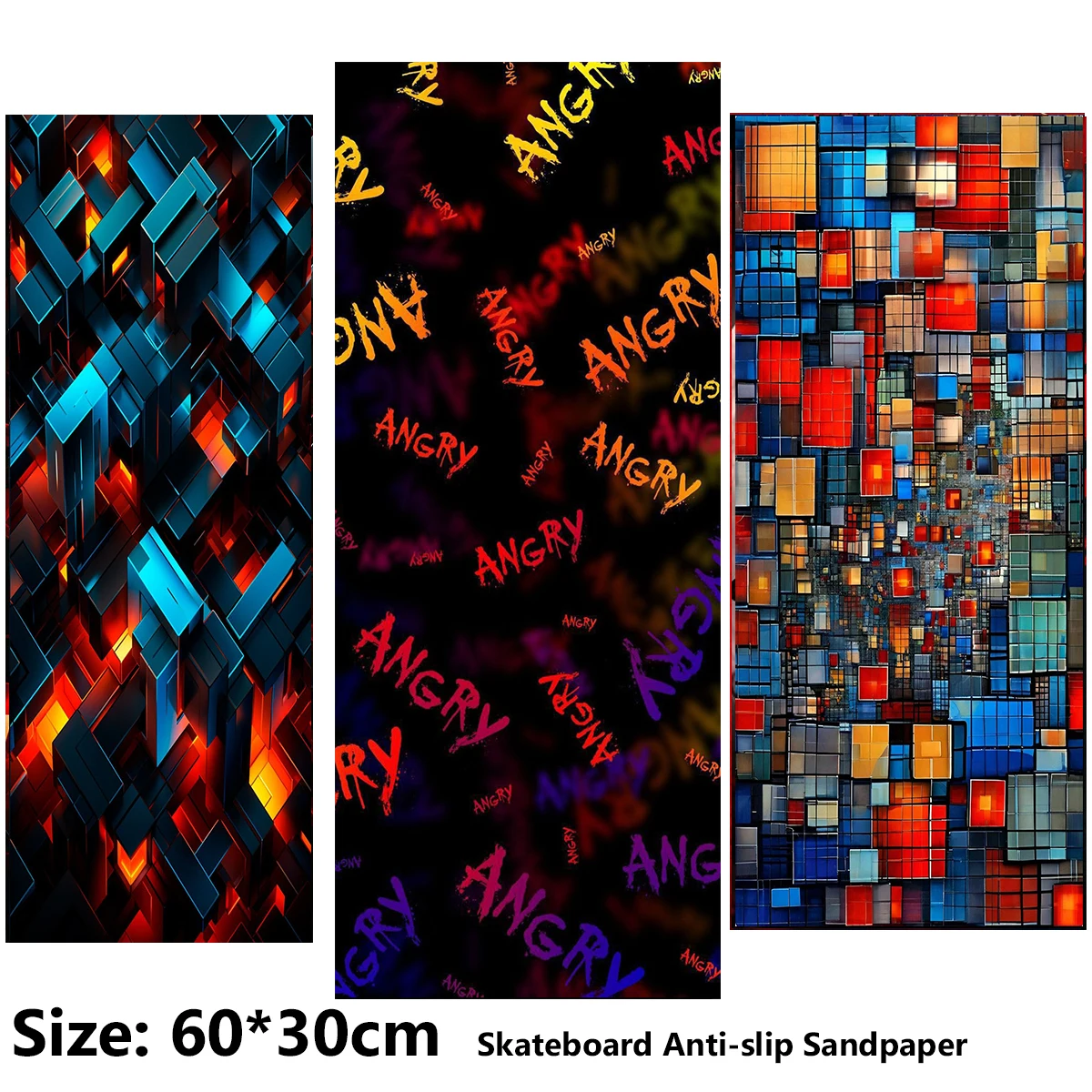 Electric Scooter Anti-slip Sticker Sandpaper Skateboard GripTape Sheet 60*30cm Angry Text Box Geometric Pattern
Electric Scooter Anti-slip Sticker Sandpaper Skateboard GripTape Sheet 60*30cm Angry Text Box Geometric Pattern
