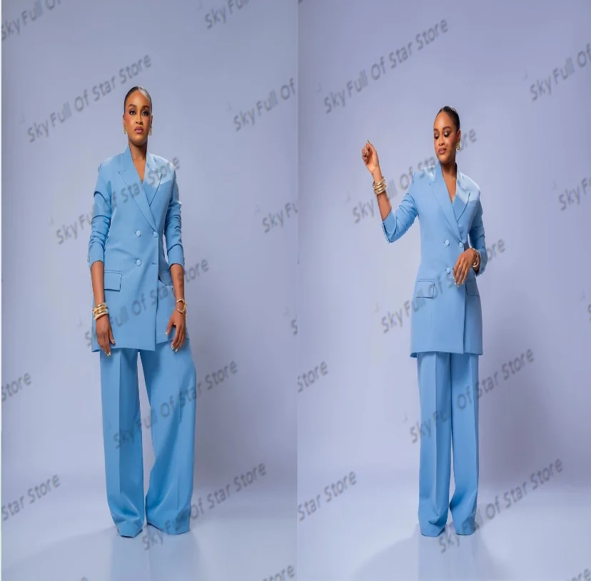 Loose Blue Women Suit Set 2 Pcs Blazer+Pants Trousers Formal Office Lady Jacket Double Breasted Wedding Prom Coat Customized
Loose Blue Women Suit Set 2 Pcs Blazer+Pants Trousers Formal Office Lady Jacket Double Breasted Wedding Prom Coat Customized