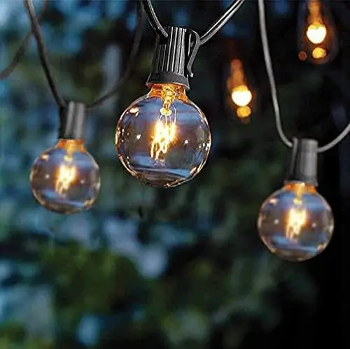 G40 Outdoor Globe String Lights 25Ft Hanging Patio Lights with 27 Incandescent Bulbs (2 Spare) E12 Base, 5W-Black Wire
G40 Outdoor Globe String Lights 25Ft Hanging Patio Lights with 27 Incandescent Bulbs (2 Spare) E12 Base, 5W-Black Wire