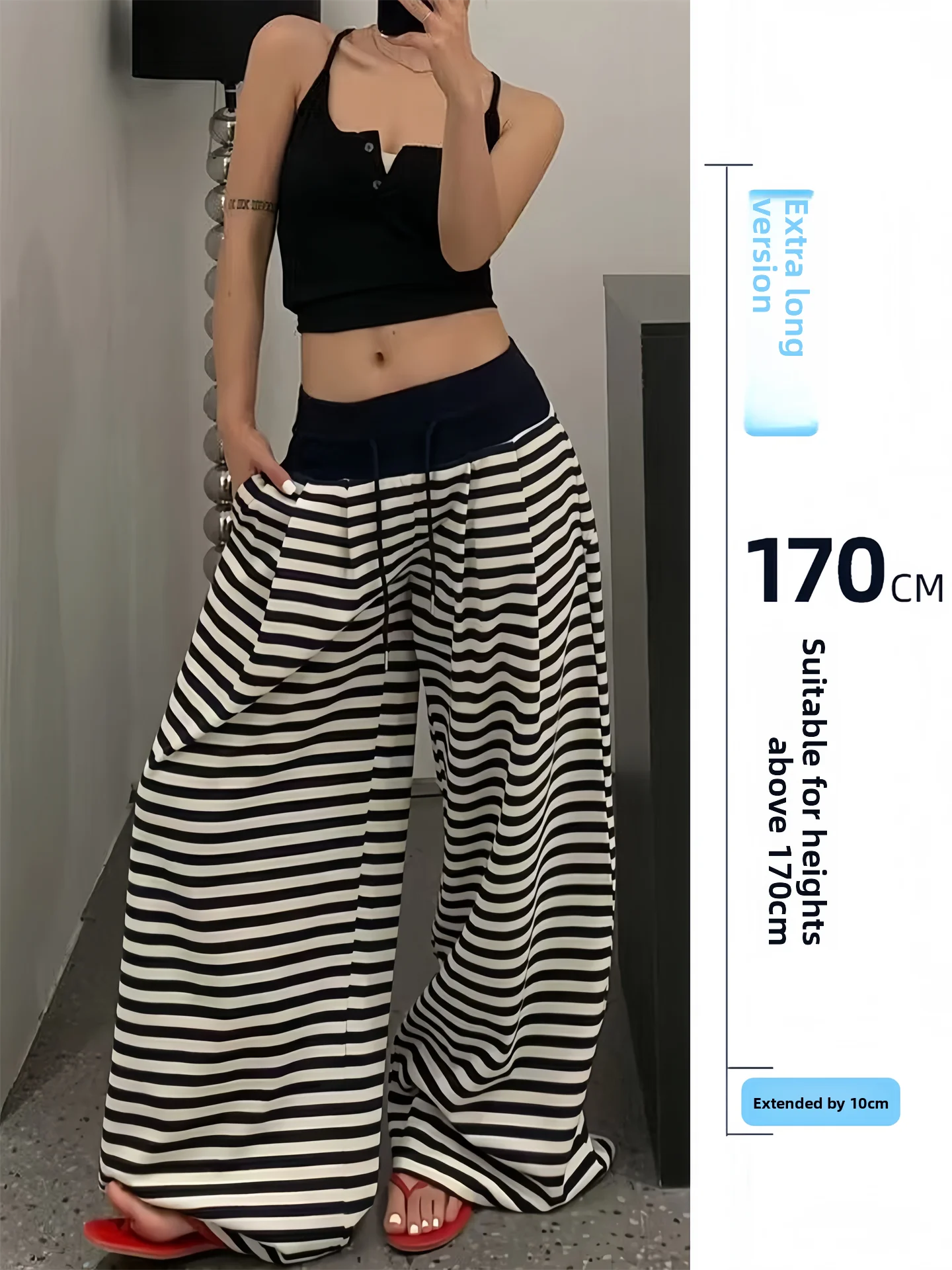 Extended Length Casual Pants Women's Loose Fit Dstring Wide Leg Striped Autumn Comfortable Versatile Long Trousers
Extended Length Casual Pants Women's Loose Fit Dstring Wide Leg Striped Autumn Comfortable Versatile Long Trousers