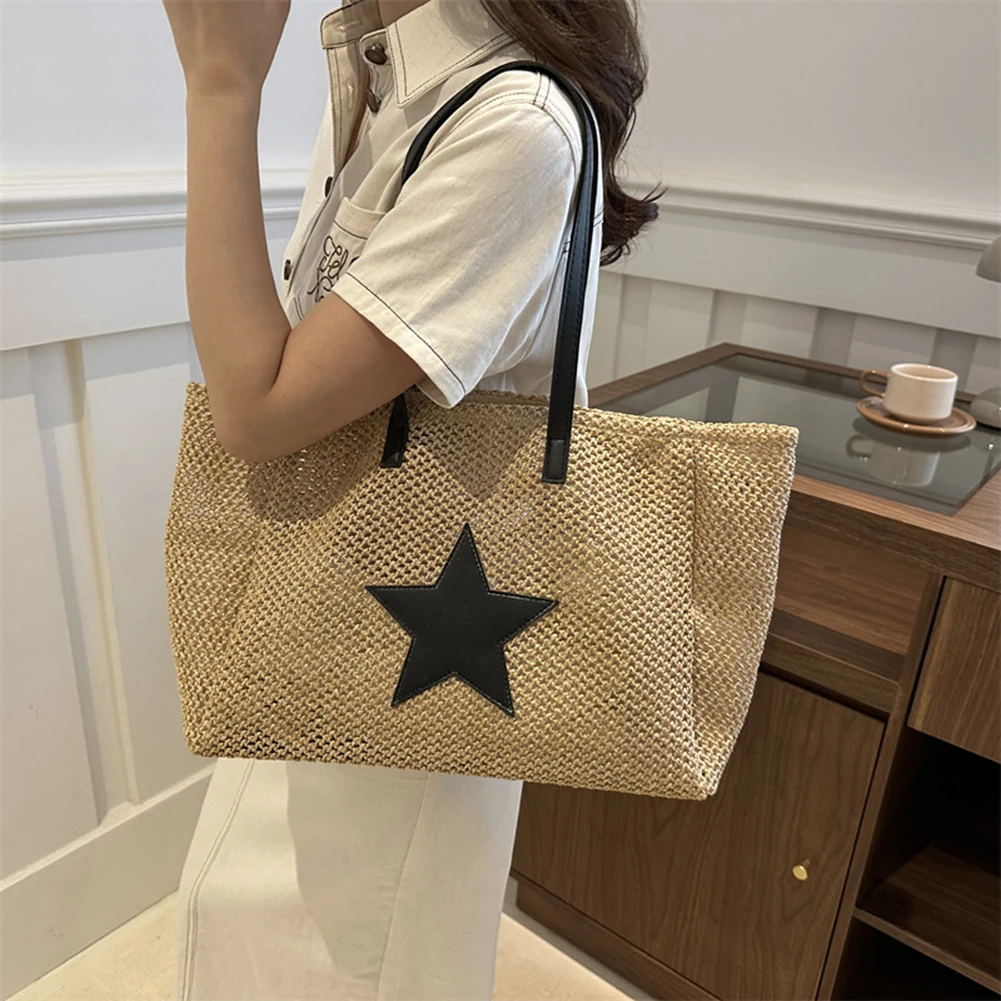 Fashion Star Straw Beach Bag Large Summer Shoulder Bag Woven Vacation Bag Holiday Travel Handbag for Women
Fashion Star Straw Beach Bag Large Summer Shoulder Bag Woven Vacation Bag Holiday Travel Handbag for Women