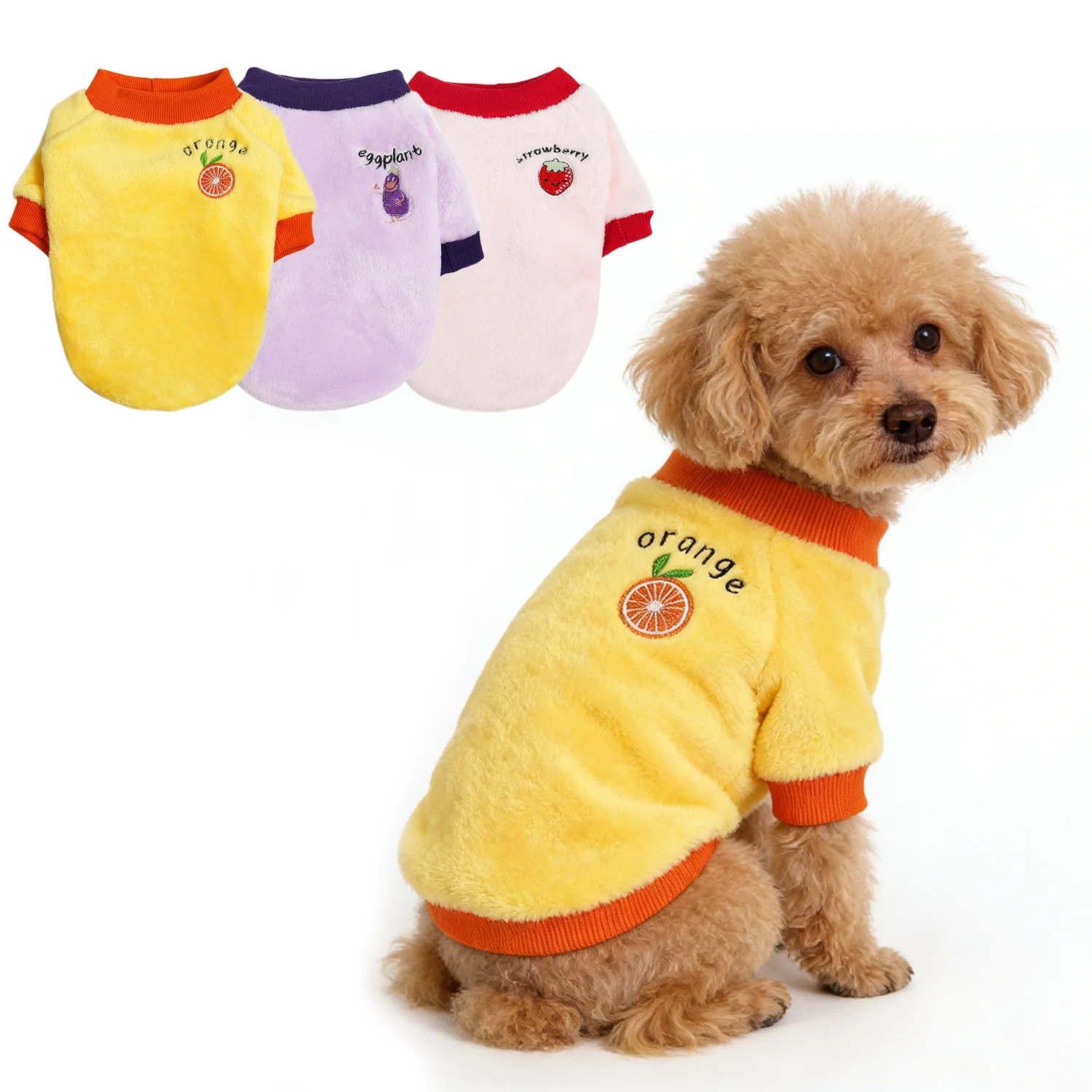 Warm Fleece Pet Clothes Cute Fruit Print Coat Small Medium Dog Cat Shirt Jacket Teddy French Bulldog Chihuahua Winter Outfit
Warm Fleece Pet Clothes Cute Fruit Print Coat Small Medium Dog Cat Shirt Jacket Teddy French Bulldog Chihuahua Winter Outfit