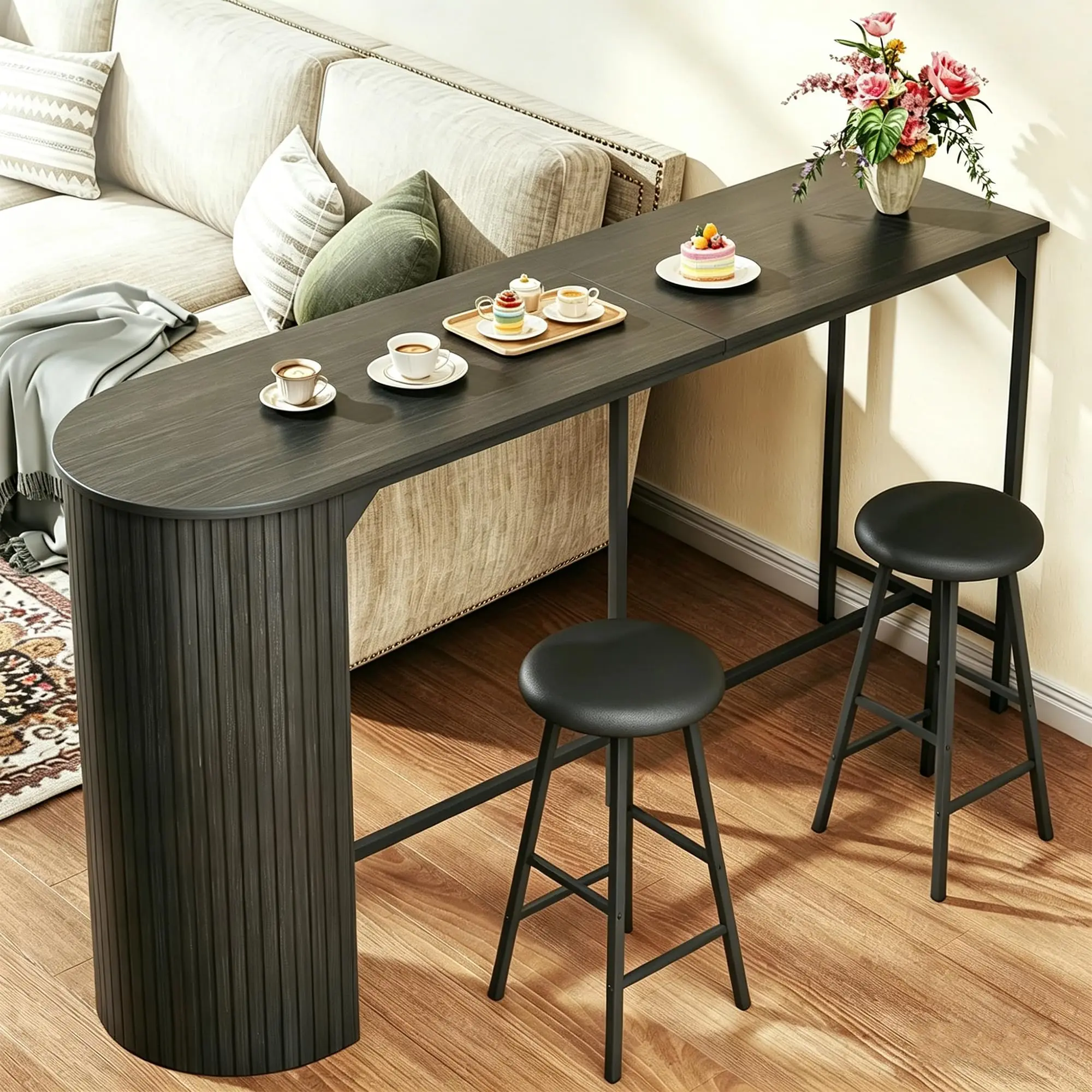 Fluted Bar Table Set With 2 Stools 55 Inch Counter Height Dining Table For Kitchen Breakfast Nook Black
Fluted Bar Table Set With 2 Stools 55 Inch Counter Height Dining Table For Kitchen Breakfast Nook Black