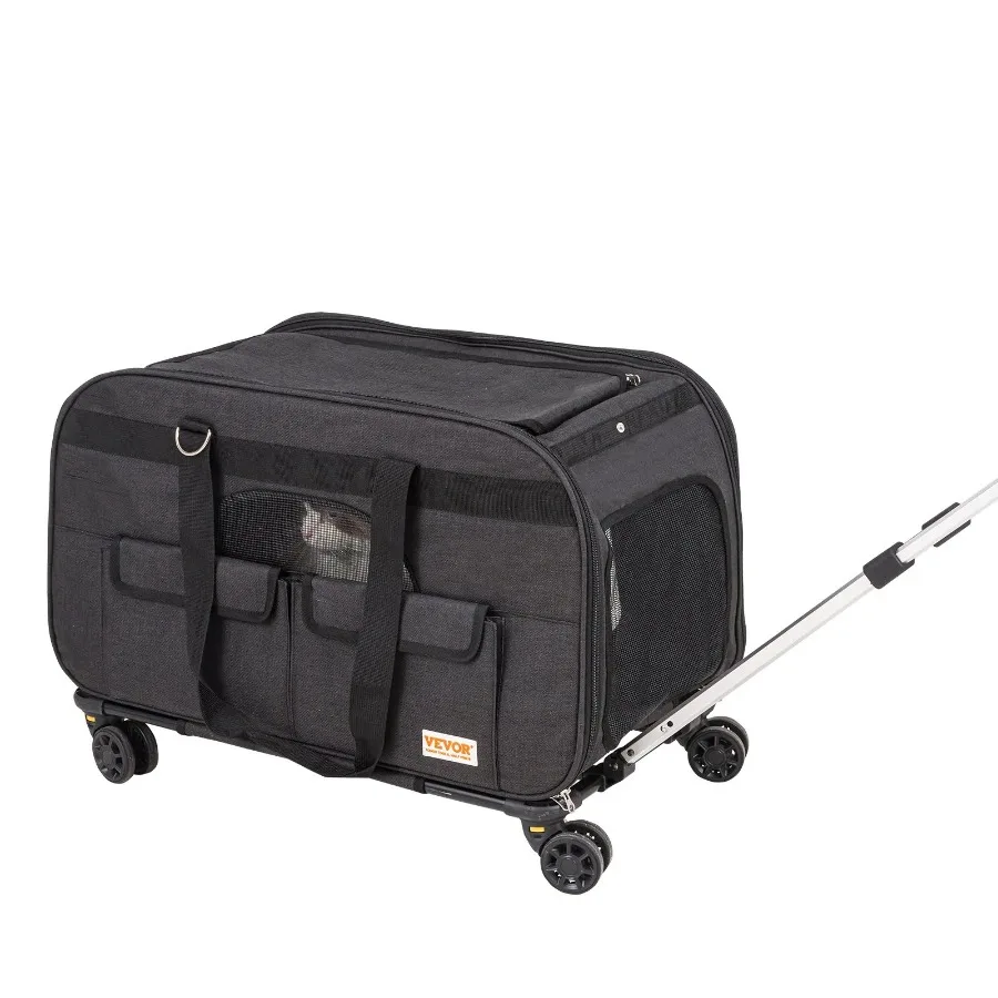Cat Carrier with Wheels, Rolling Pet Carrier with Telescopic Handle and Shoulder Strap, Dog Carrier with Wheels for Pets under
Cat Carrier with Wheels, Rolling Pet Carrier with Telescopic Handle and Shoulder Strap, Dog Carrier with Wheels for Pets under