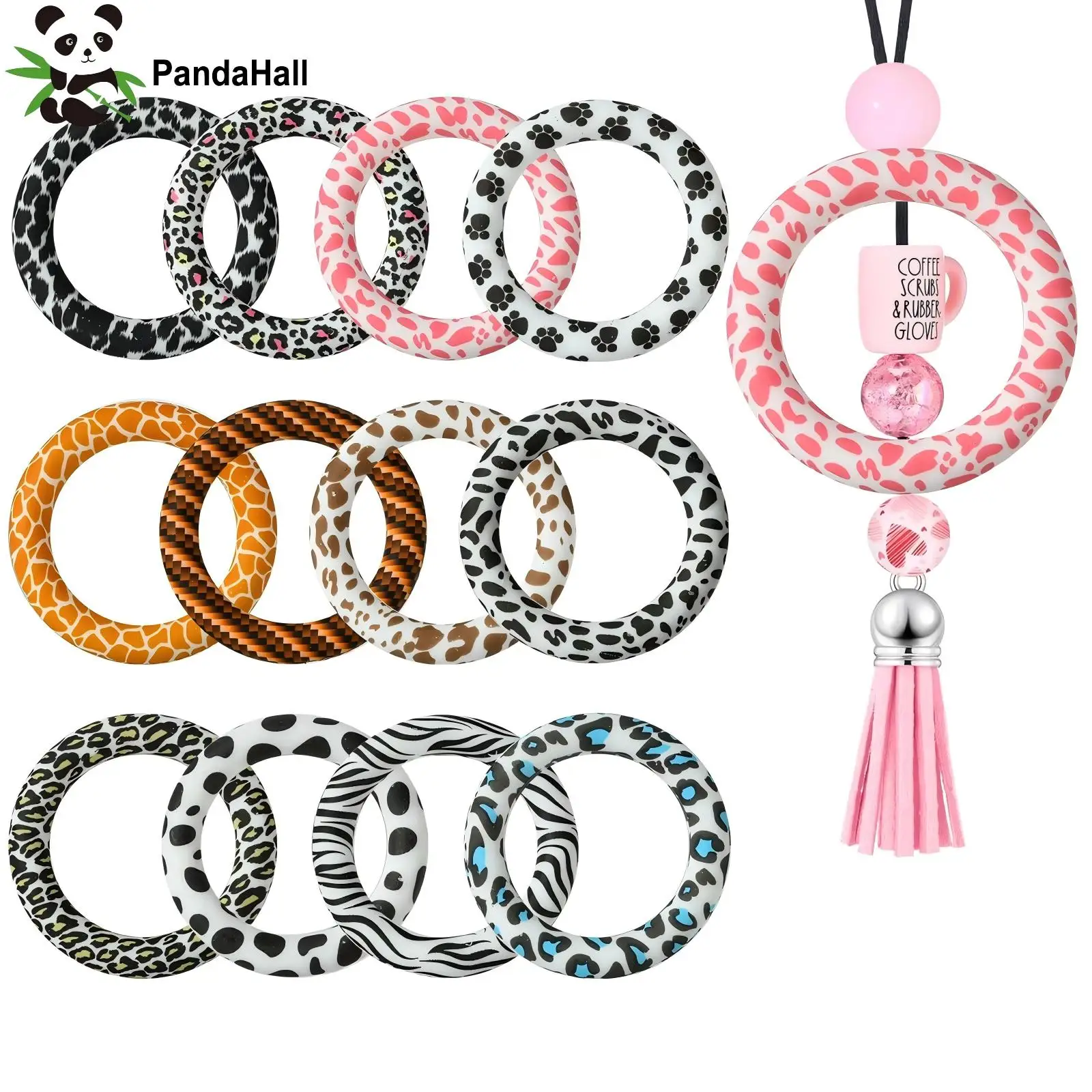 PandaHall 12Pcs Random 65mm Silicone Beadable Rings Wild Animal Printed Round Ring Focal Beads for DIY Keychain Making
PandaHall 12Pcs Random 65mm Silicone Beadable Rings Wild Animal Printed Round Ring Focal Beads for DIY Keychain Making