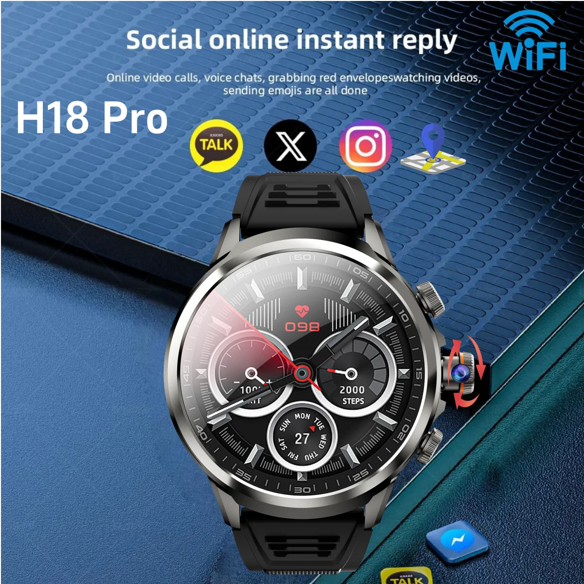 H18 Pro Smartwatch 5G LTE 1880Mah Battery Play Store Heart Rate 1.95 inch Spherical screen Full Netcom Smart Watch Men GPS WIFI
H18 Pro Smartwatch 5G LTE 1880Mah Battery Play Store Heart Rate 1.95 inch Spherical screen Full Netcom Smart Watch Men GPS WIFI