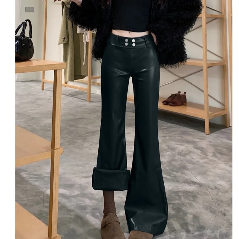 Женские расклешенные брюки на флисовой подкладке, повседневные винтажные американские брюки в стиле slimming, длиной в пол, осенне-зимняя новинка
Женские расклешенные брюки на флисовой подкладке, повседневные винтажные американские брюки в стиле slimming, длиной в пол, осенне-зимняя новинка