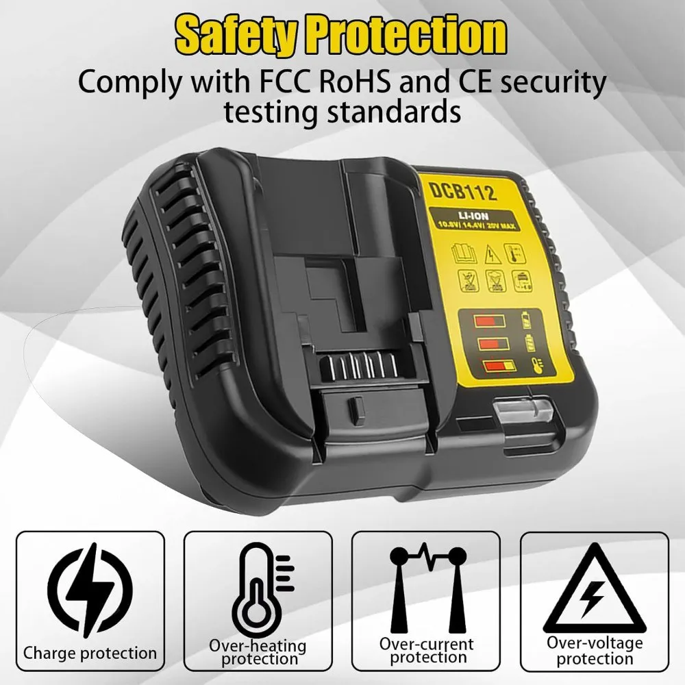 Lithium ion battery charger DCB112 for Dewalt, maximum battery DCB200DCB205DCB120DCB609DCB606,US/EU plug 12V18V20V60V, DCB112-2A
Lithium ion battery charger DCB112 for Dewalt, maximum battery DCB200DCB205DCB120DCB609DCB606,US/EU plug 12V18V20V60V, DCB112-2A