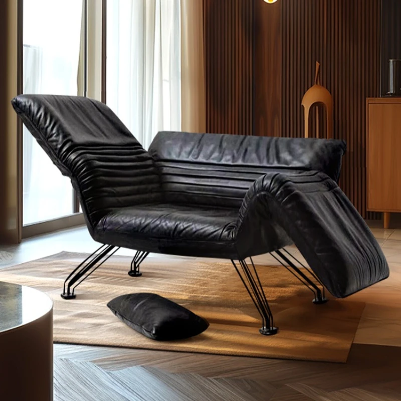 Folding sofa chair Italian minimalist leather designer black lazy single casual single chair
Folding sofa chair Italian minimalist leather designer black lazy single casual single chair