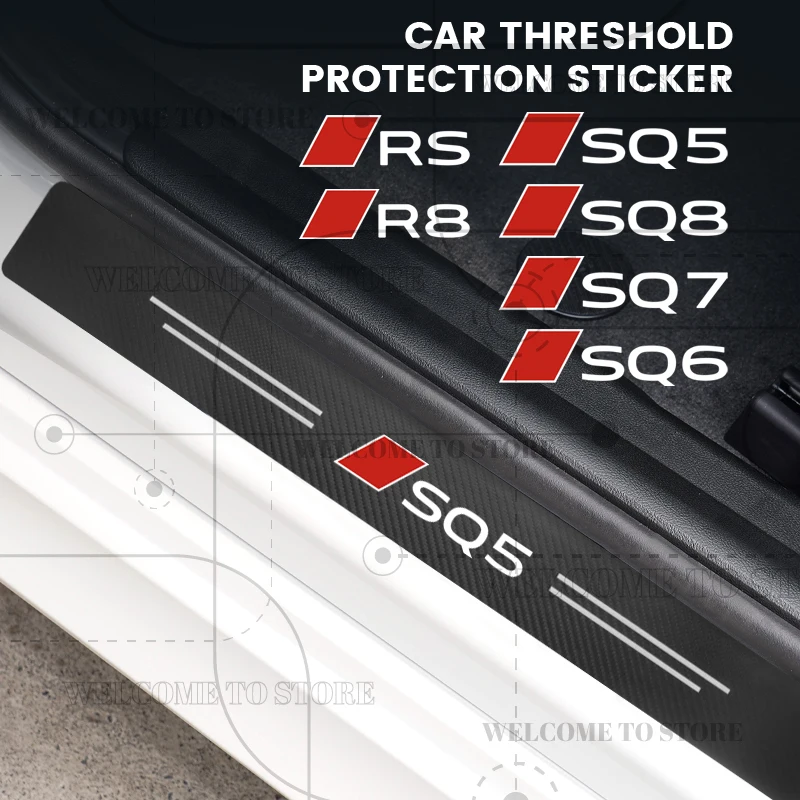 4/5pcs For R8 SQ5 SQ6 SQ7 SQ8 E-Tron Series RS LOGO Car Interior Door Sill Strip Carbon Anti-Scratch Trunk Protector Sticker
4/5pcs For R8 SQ5 SQ6 SQ7 SQ8 E-Tron Series RS LOGO Car Interior Door Sill Strip Carbon Anti-Scratch Trunk Protector Sticker