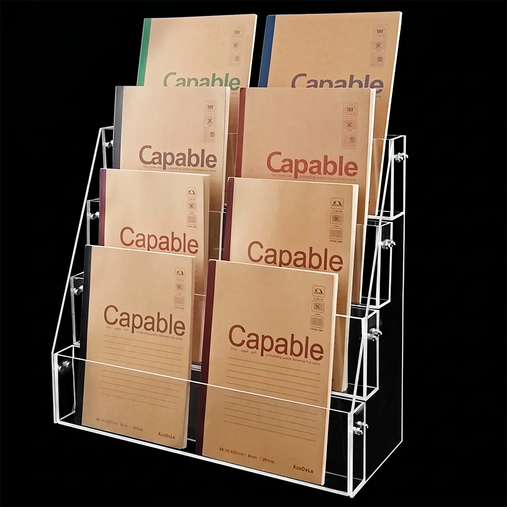 Stepped Clear Acrylic Notebook Display Stand Tiered Book Planner Holder Rack for Stationery Store Supermarket Pen Display
Stepped Clear Acrylic Notebook Display Stand Tiered Book Planner Holder Rack for Stationery Store Supermarket Pen Display
