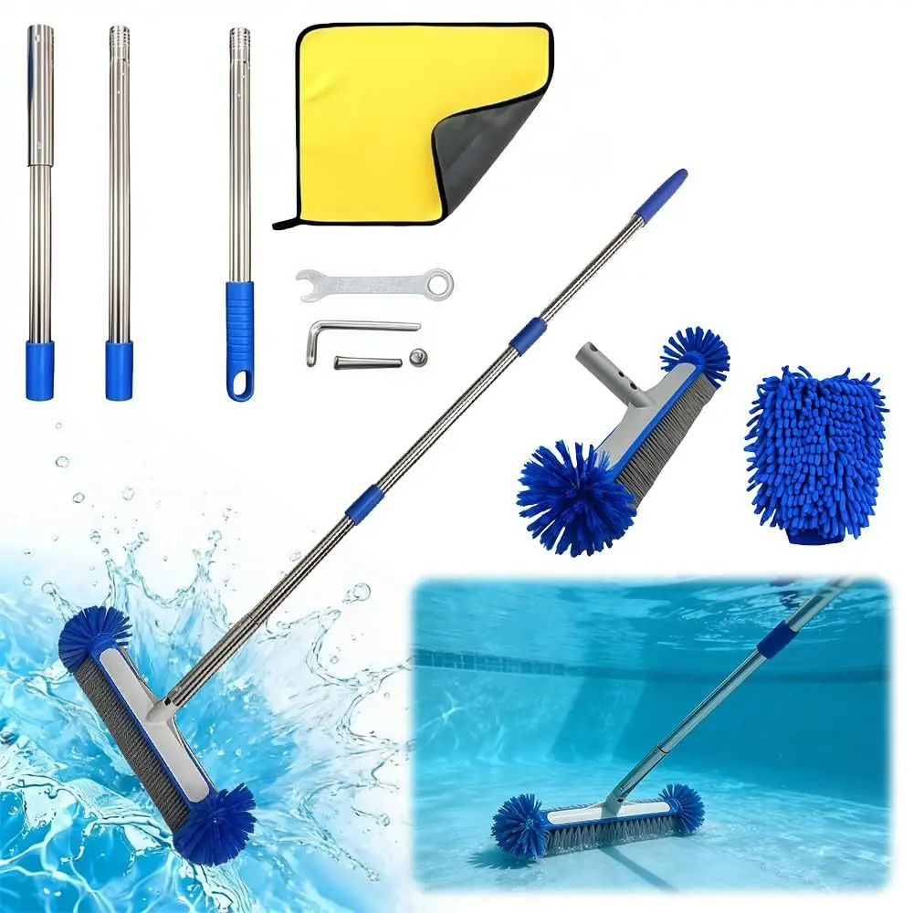 17 Inch Pool Cleaning Brush Reinforced Aluminium Back 7 Rows Premium Bristles Pool Brush Head Round Head Bristles
17 Inch Pool Cleaning Brush Reinforced Aluminium Back 7 Rows Premium Bristles Pool Brush Head Round Head Bristles