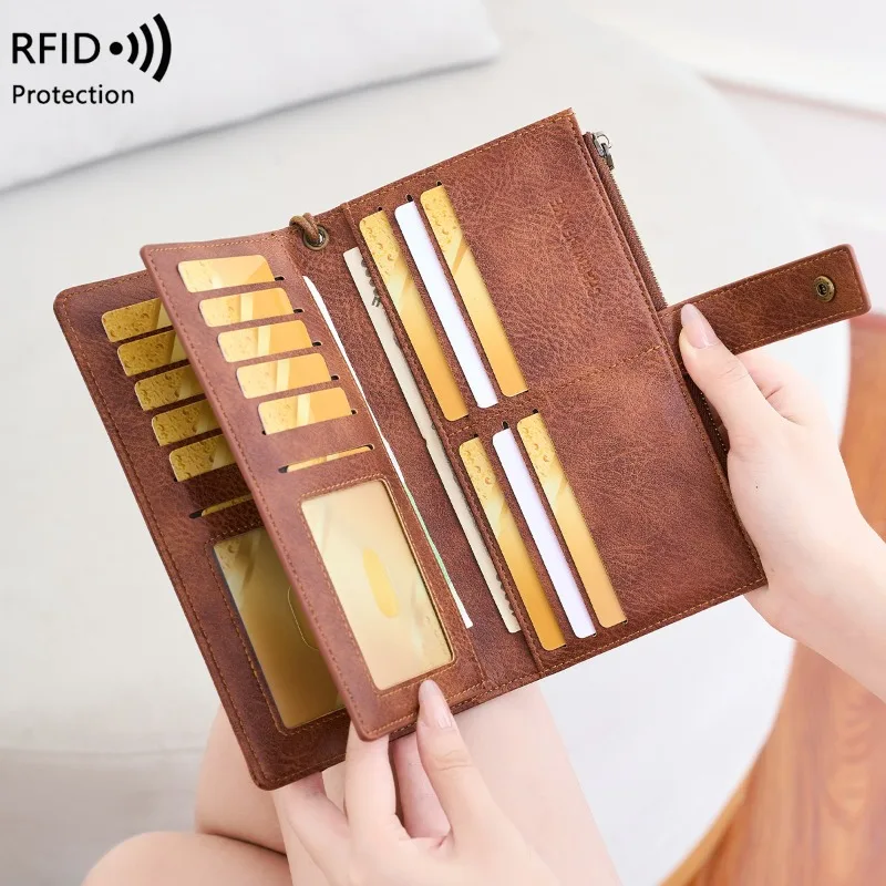 Новый женский кошелек RFID большой емкости с несколькими слотами для карт, тройной длинный кошелек, держатель для карт в стиле ретро
Новый женский кошелек RFID большой емкости с несколькими слотами для карт, тройной длинный кошелек, держатель для карт в стиле ретро