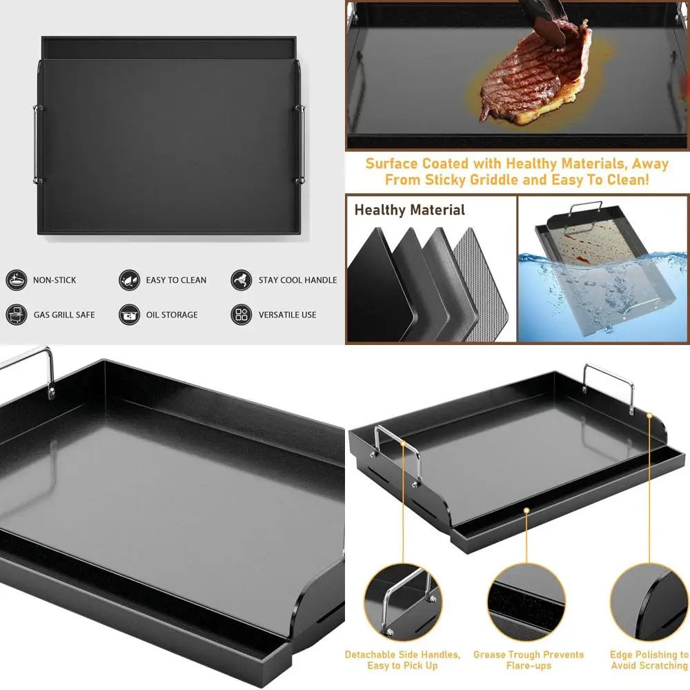 Нанокерамическая сковорода с антипригарным покрытием для газовых и угольных грилей — универсальная плоская верхняя часть с смазочной канавкой, усиленные гребнями, высокая сторона
Нанокерамическая сковорода с антипригарным покрытием для газовых и угольных грилей — универсальная плоская верхняя часть с смазочной канавкой, усиленные гребнями, высокая сторона