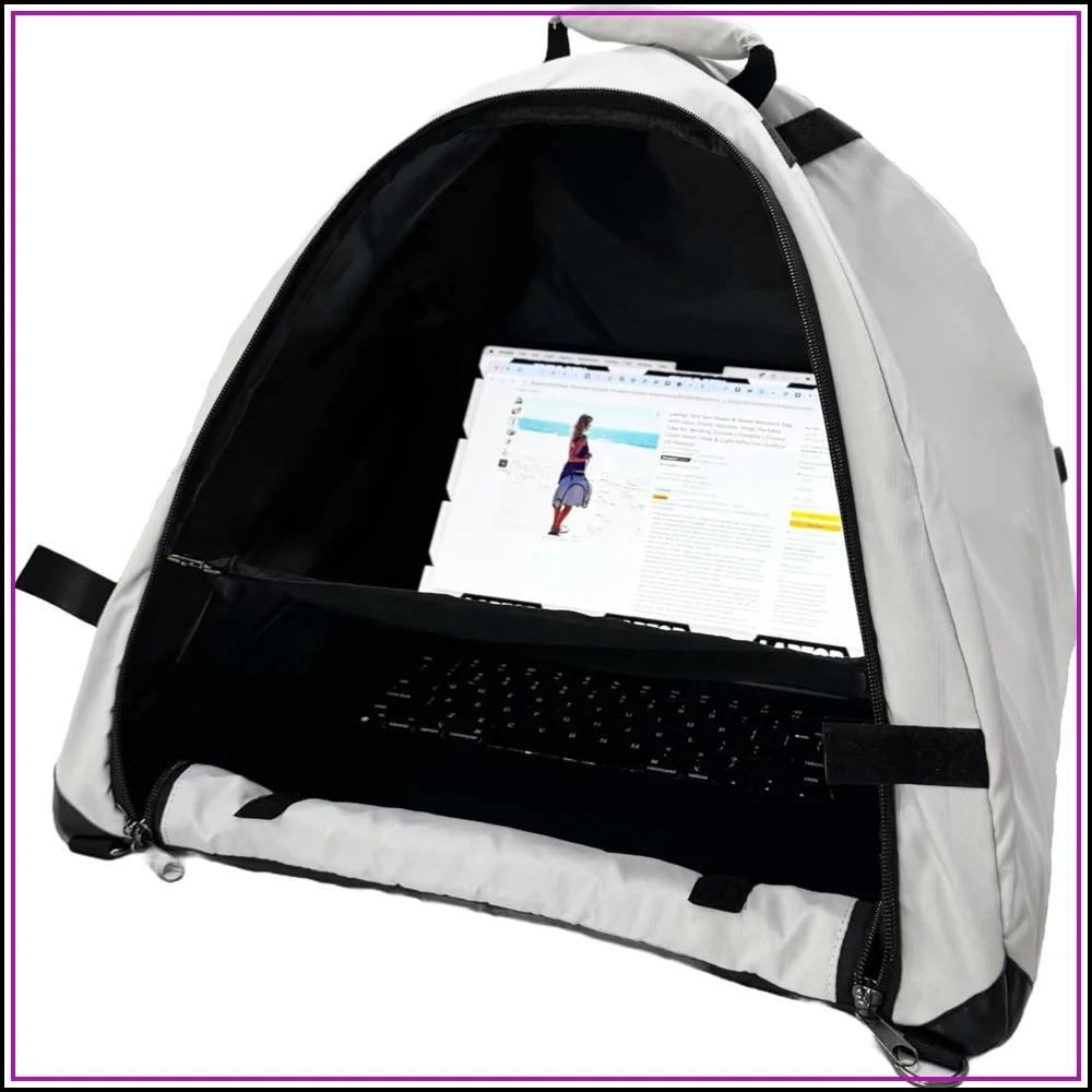 LAPTOP TENT - Portable Sun Shade & Water-Resistant Beach Bag for Outdoor Work | Heat & UV Reflective Fabric | Privacy Hood & Glare Shield | Convertible Tote for Laptop, Towels, Drinks
LAPTOP TENT - Portable Sun Shade & Water-Resistant Beach Bag for Outdoor Work | Heat & UV Reflective Fabric | Privacy Hood & Glare Shield | Convertible Tote for Laptop, Towels, Drinks
