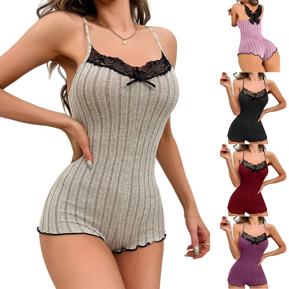 Womens Sexy Pajama Nightdress Sleepwear Fashion Solid-Color Butterfly Lace Ribbed Backless Nightgown
Womens Sexy Pajama Nightdress Sleepwear Fashion Solid-Color Butterfly Lace Ribbed Backless Nightgown