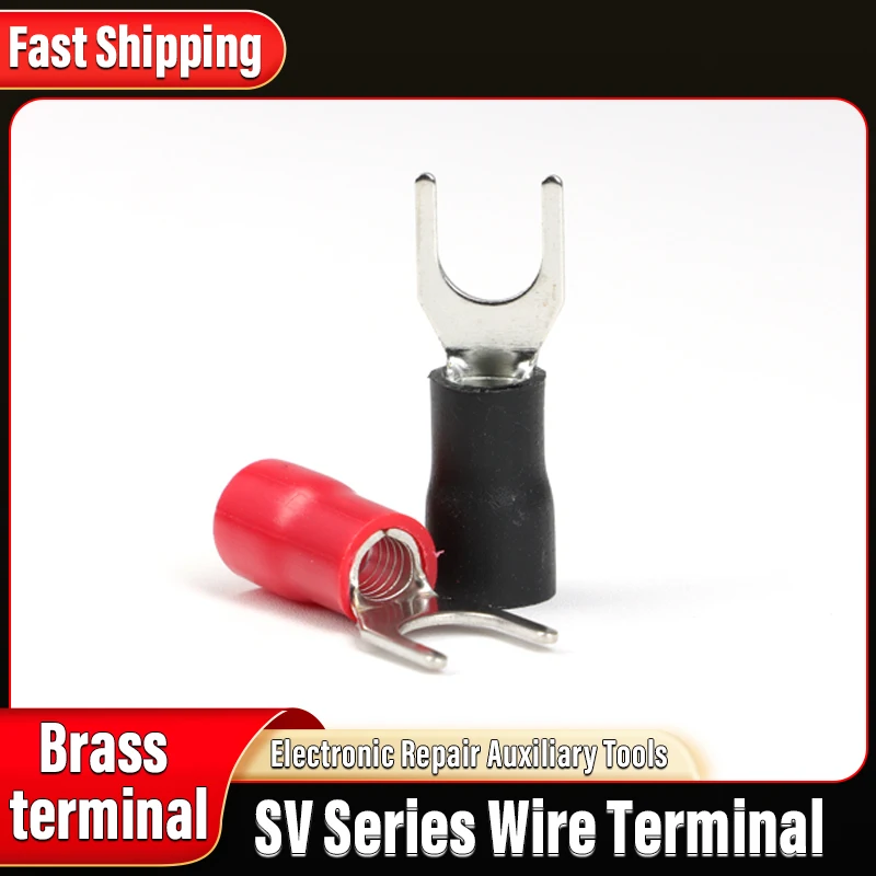 100Pcs SV Type Wire Spring Terminal SV1.25 SV2 Fork U Y PVC Insulate Ferrules Block Spade Cold Press Cable End Crimp Connector
100Pcs SV Type Wire Spring Terminal SV1.25 SV2 Fork U Y PVC Insulate Ferrules Block Spade Cold Press Cable End Crimp Connector